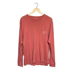 Vineyard Vines Salmon Pink Graphic Logo Long Sleeve Tee T-Shirt Size Large Women